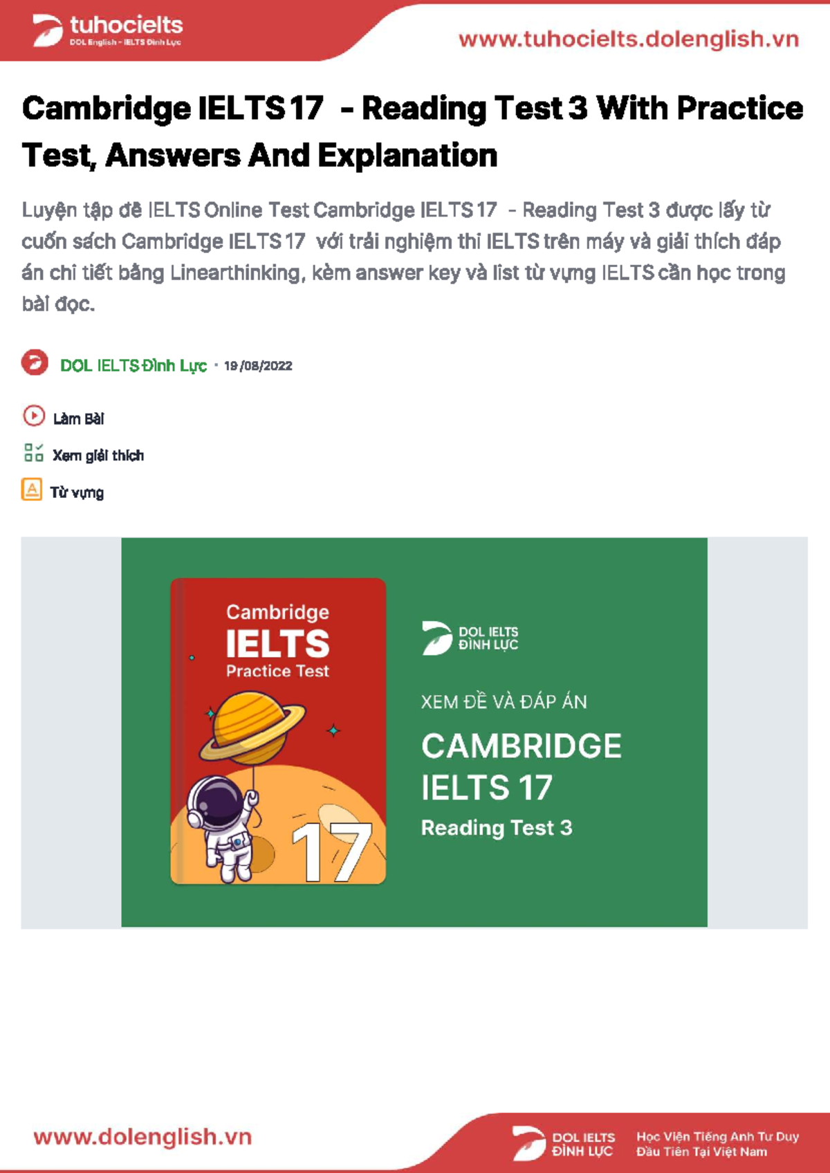Cambridge IELTS 17 Reading Test 3: Practice, Answers & Explanations ...