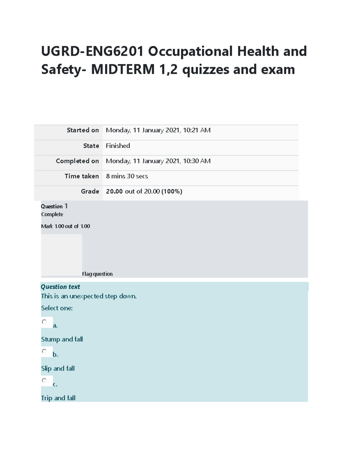 UGRD-ENG6201 Occupational Health and Safety Midterm Review Notes - Studocu