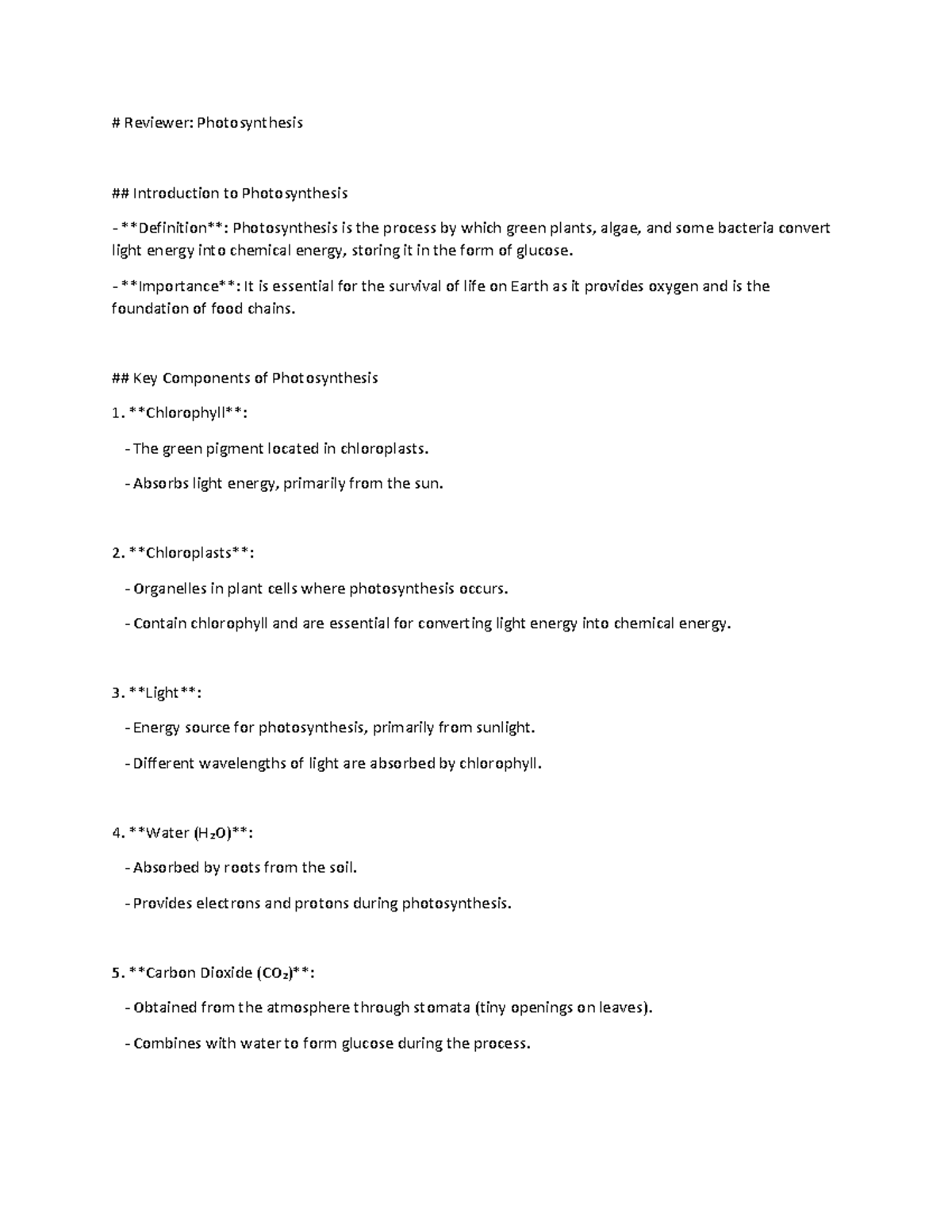 Biology 101: Review on Photosynthesis and Its Key Concepts - Studocu