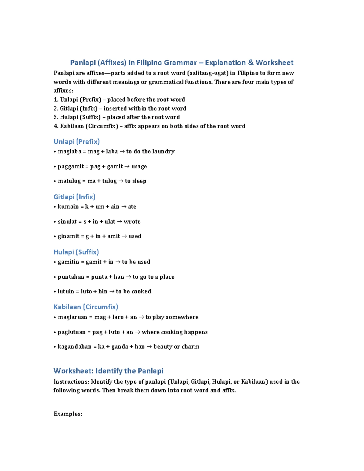 Key Terms in Learning Filipino (FIL101) - Vocabulary, Grammar, and ...