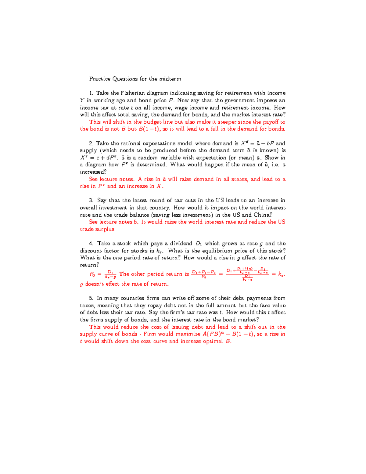 Midterm 1 Practice Questions & Answers for Economics 101 - Studocu