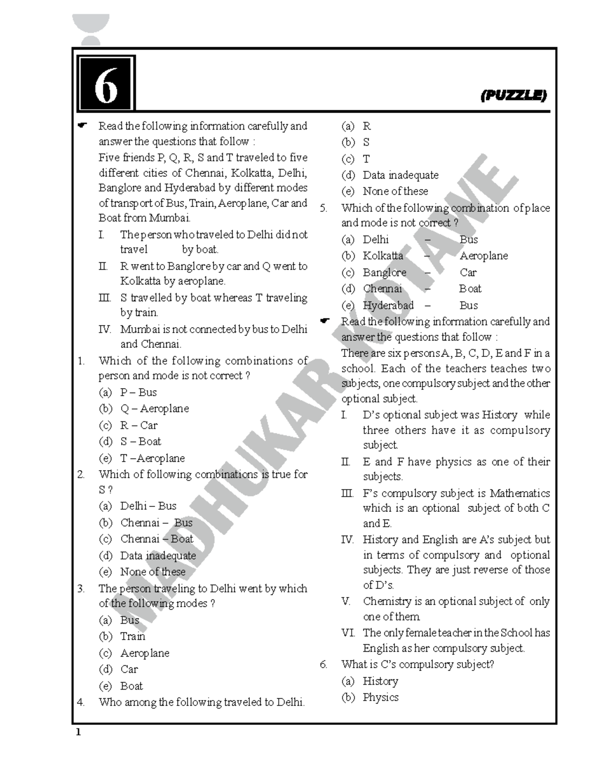 6 - Logical Reasoning Practice Questions and Answers - Studocu