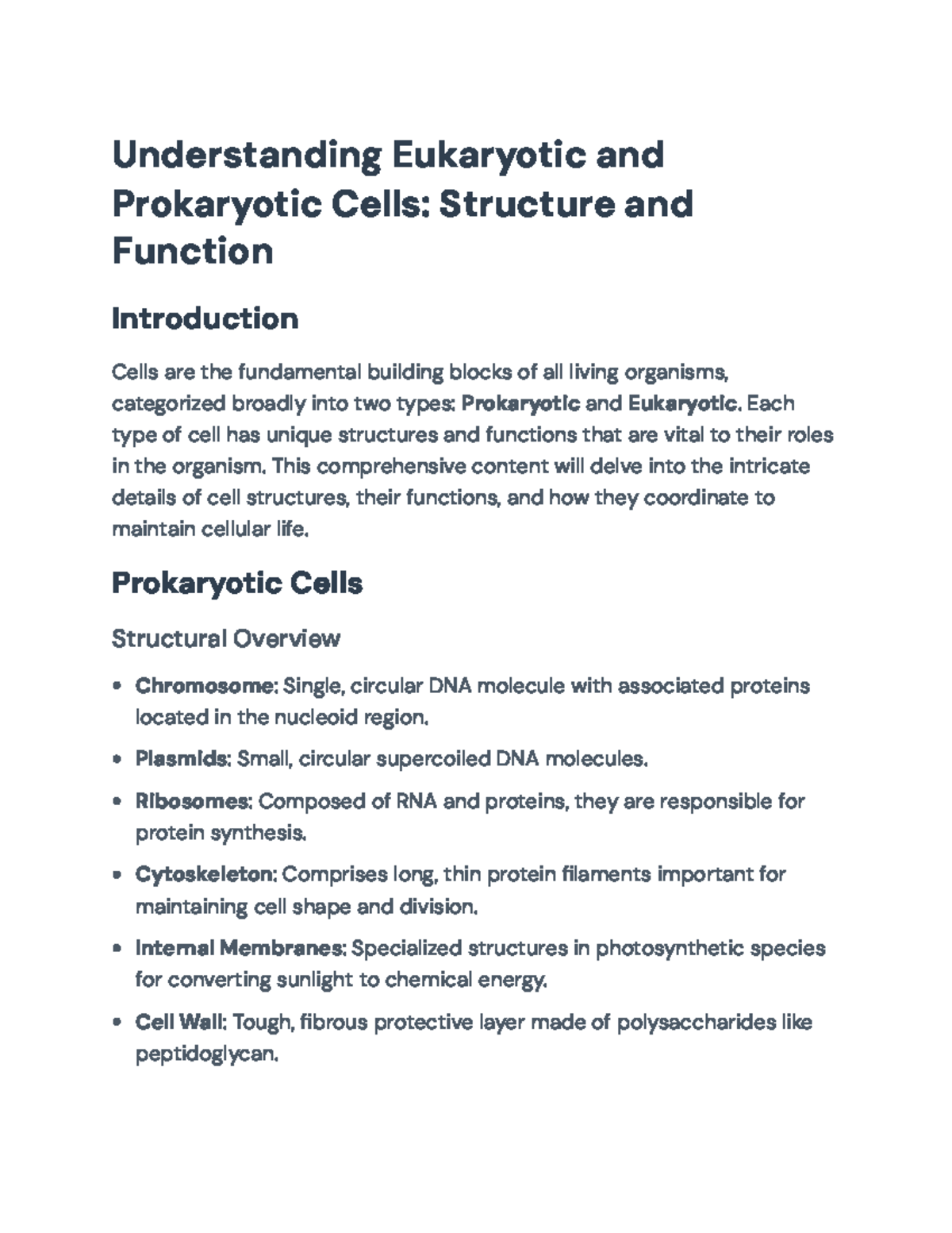 Comprehensive Study of Prokaryotic and Eukaryotic Cells in Biology ...