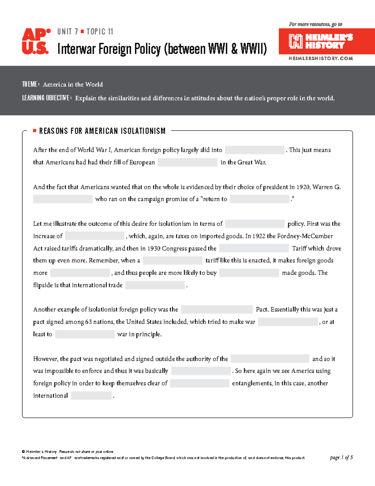 AP US History Unit 7: Interwar Foreign Policy Notes - Studocu