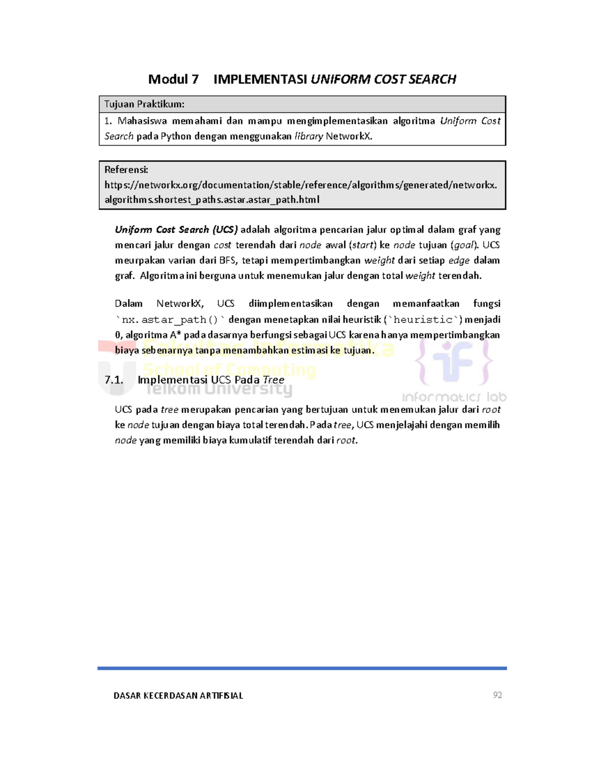Modul 7: Implementasi Uniform Cost Search dengan Python - Studocu