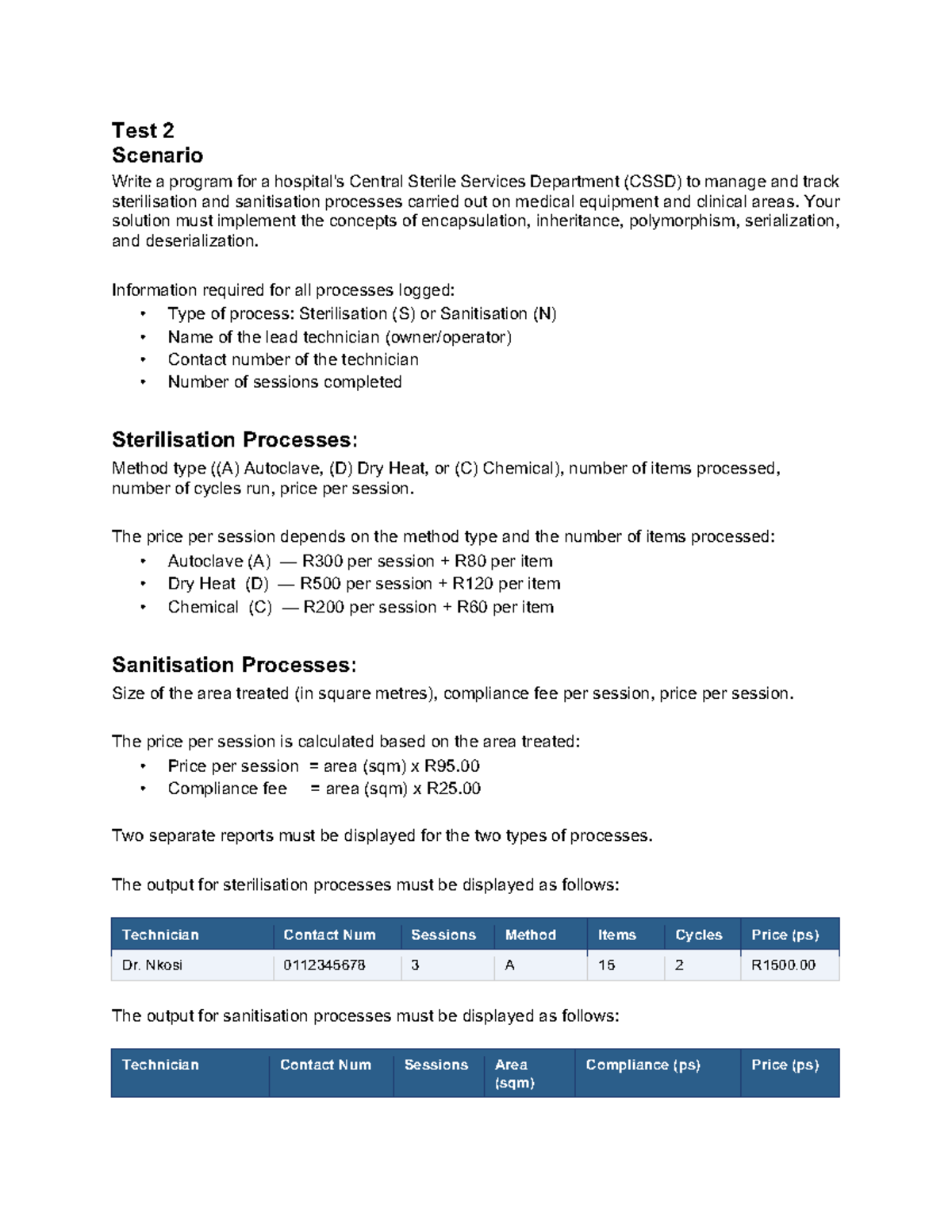 Test 2: CSSD Sterilisation & Sanitisation Process Management - Studocu