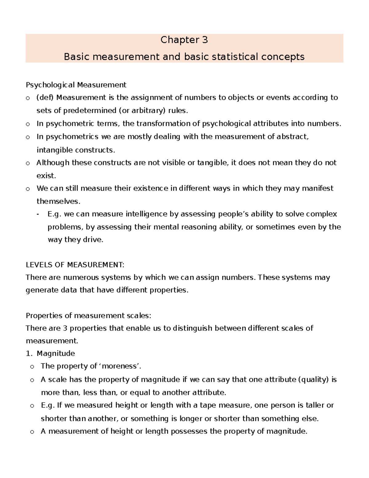 Lecture 2 CH3 - Basic Measurement & Statistical Concepts in Psychology ...