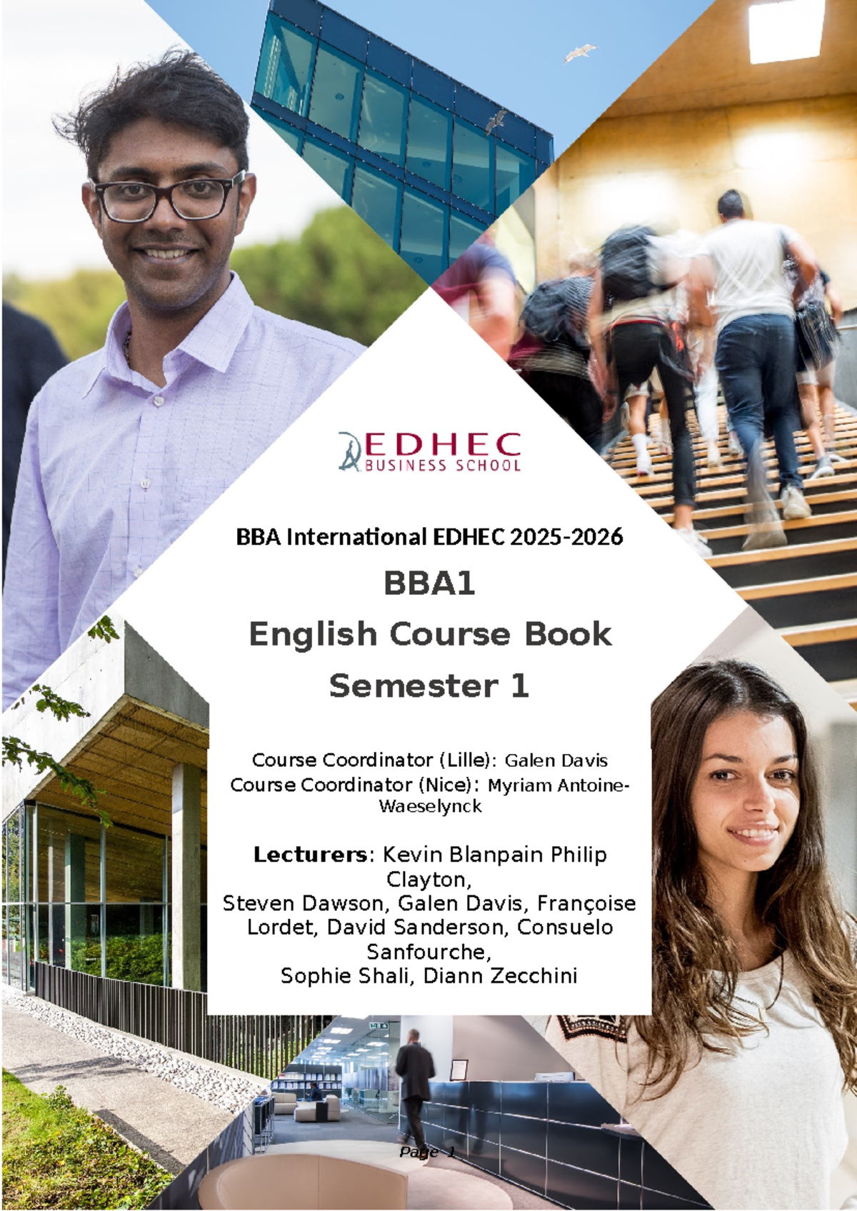 BBA1 English Course Book: Semester 1 Overview and Exam Details - Studocu
