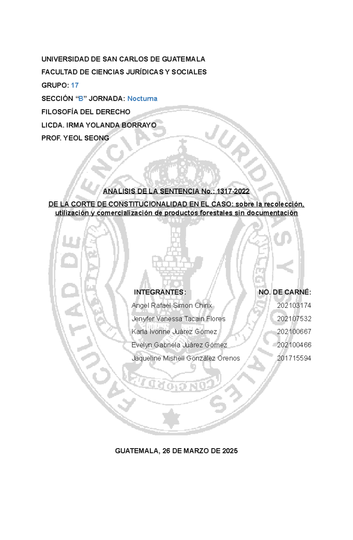 Analsis DE Sentecia - Filosofia DEL Derecho - UNIVERSIDAD DE SAN CARLOS ...