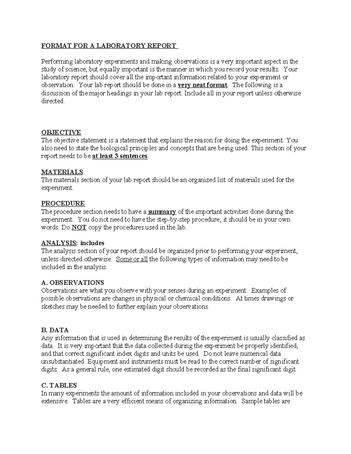 Lab Report Structure Guidelines for Science Experiments - Studocu