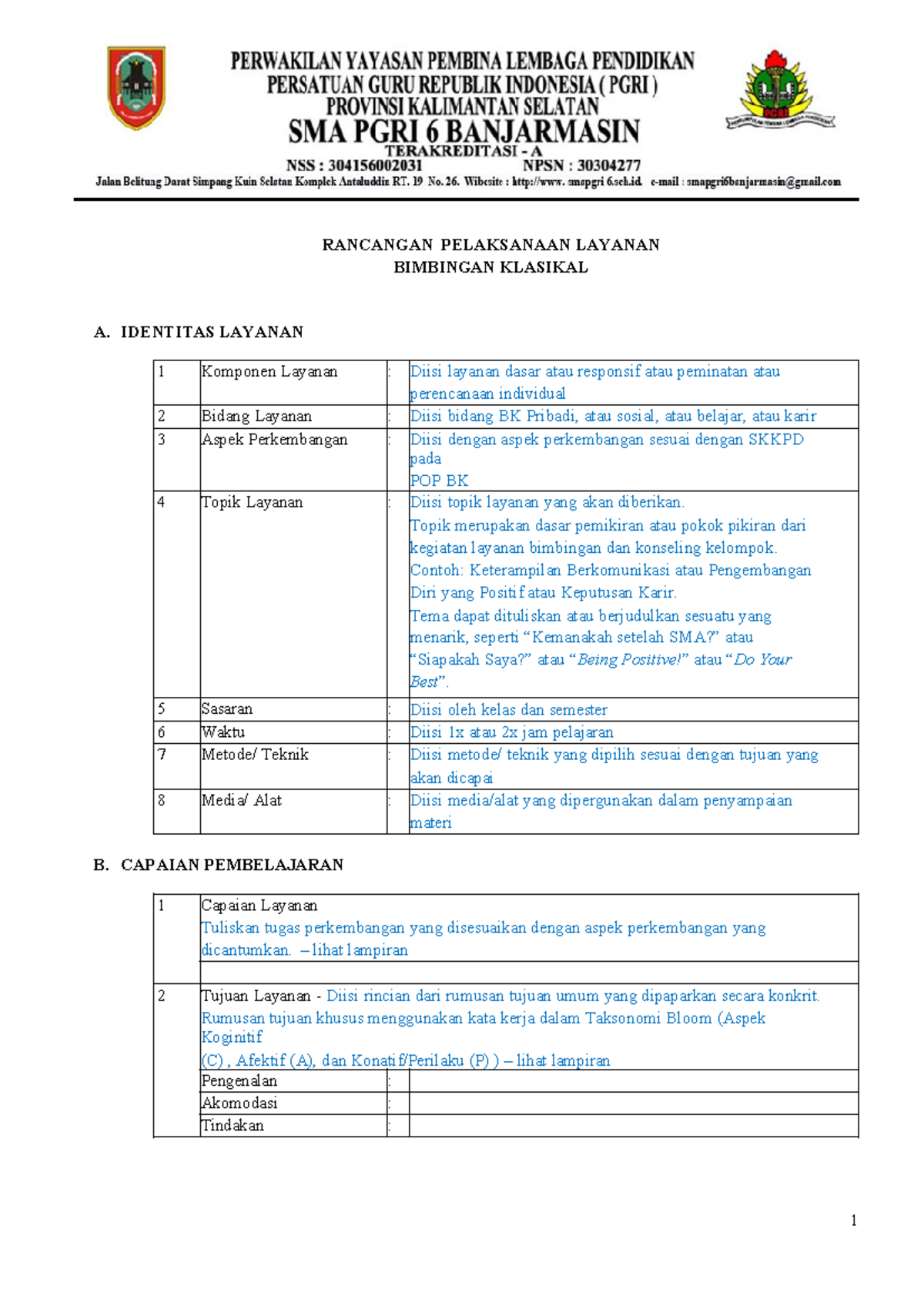 RANCANGAN PELAKSANAAN LAYANAN BIMBINGAN KLASIKAL (RPL BK) - KURIKULUM ...