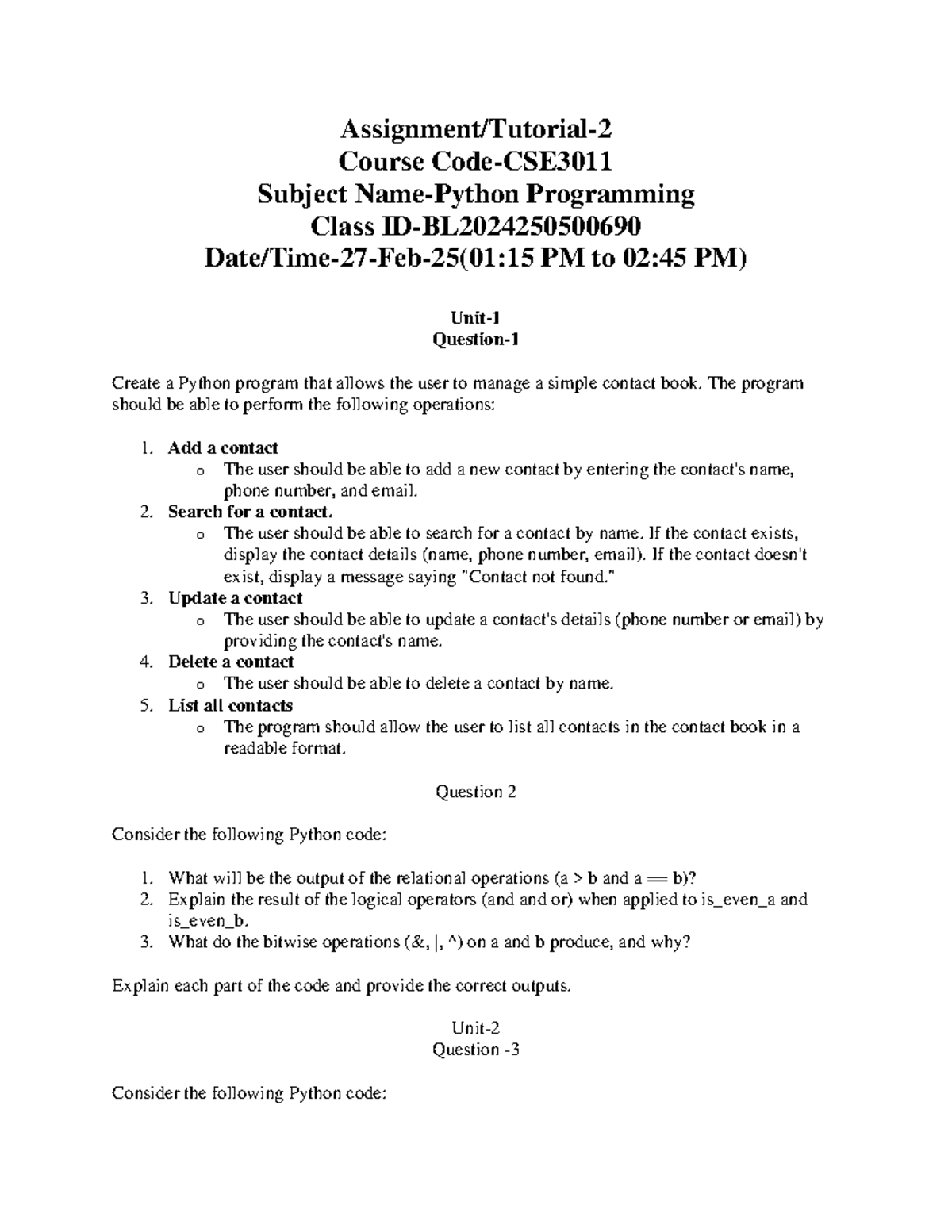 Programming Class PM: Contact Book Management in Python - Studocu