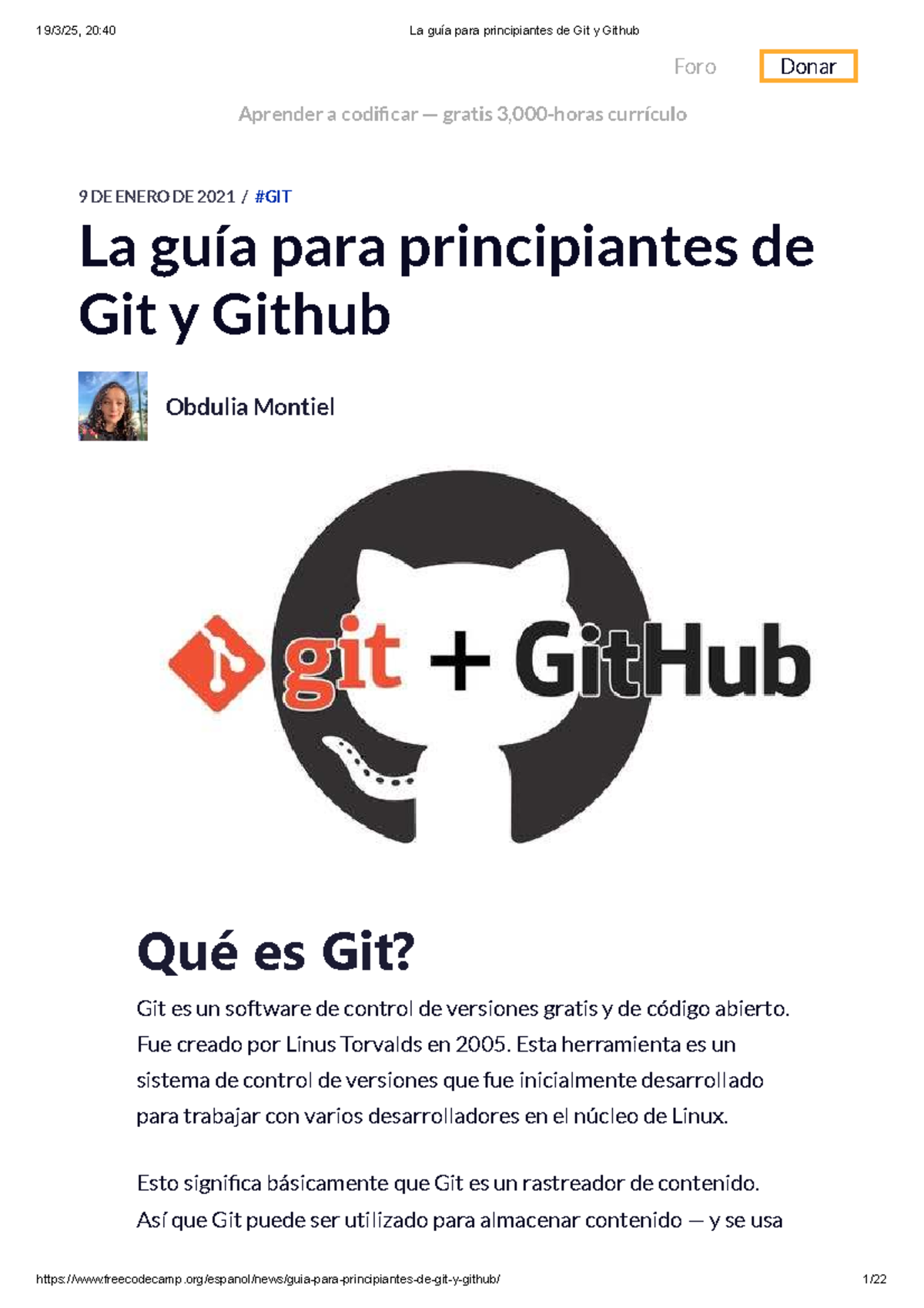 Guía para Principiantes de Git y GitHub: Aprendizaje Esencial 20:40 ...