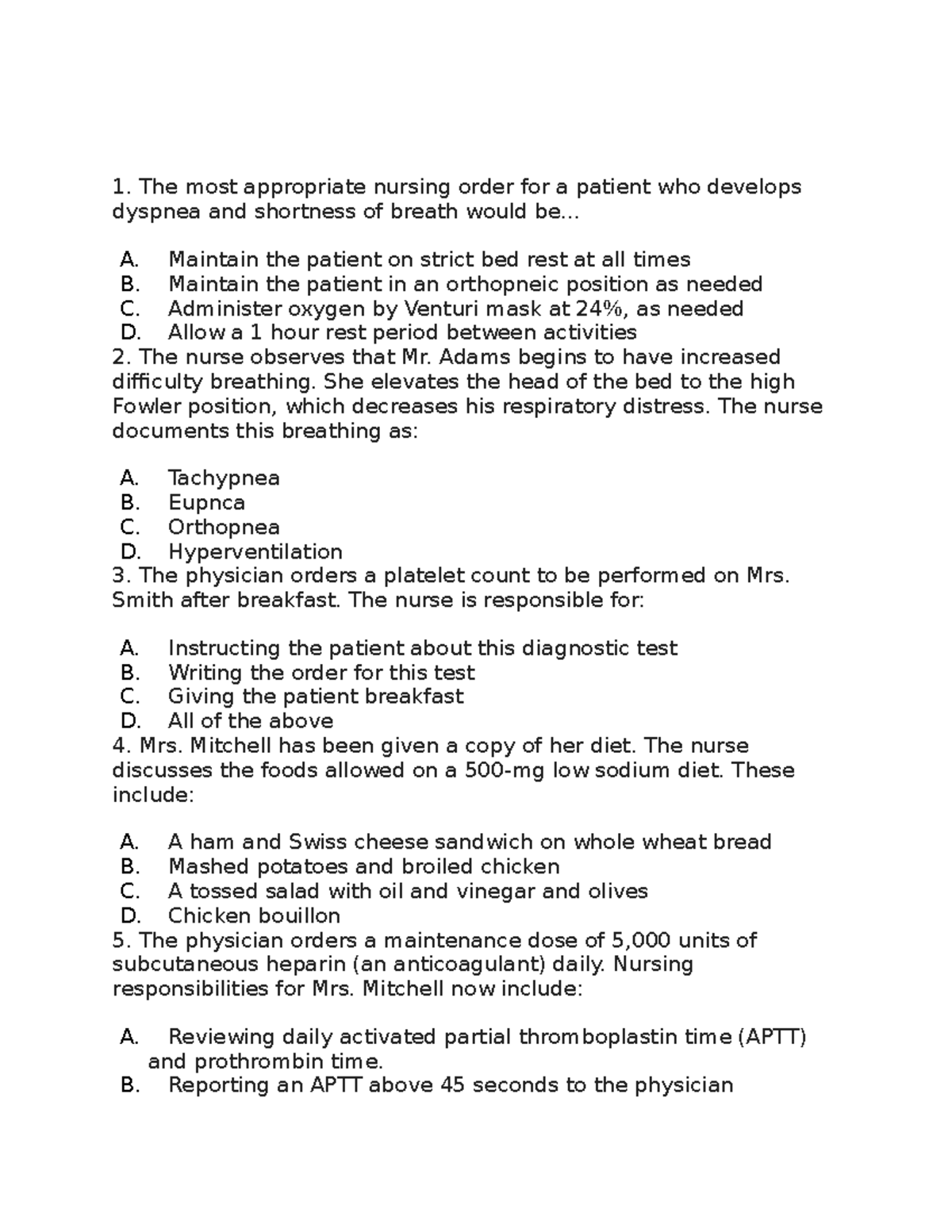 TFN 50-Item Practice Exam for Nursing Fundamentals Analysis - Studocu