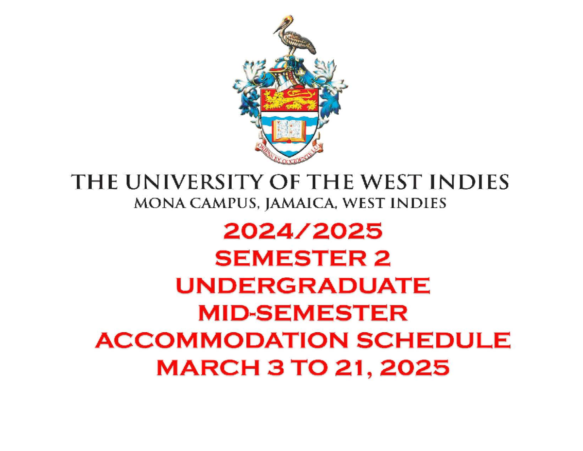 Mid semester accom schedule semester 2 updated 1 - MONDAY MARCH 03 ...