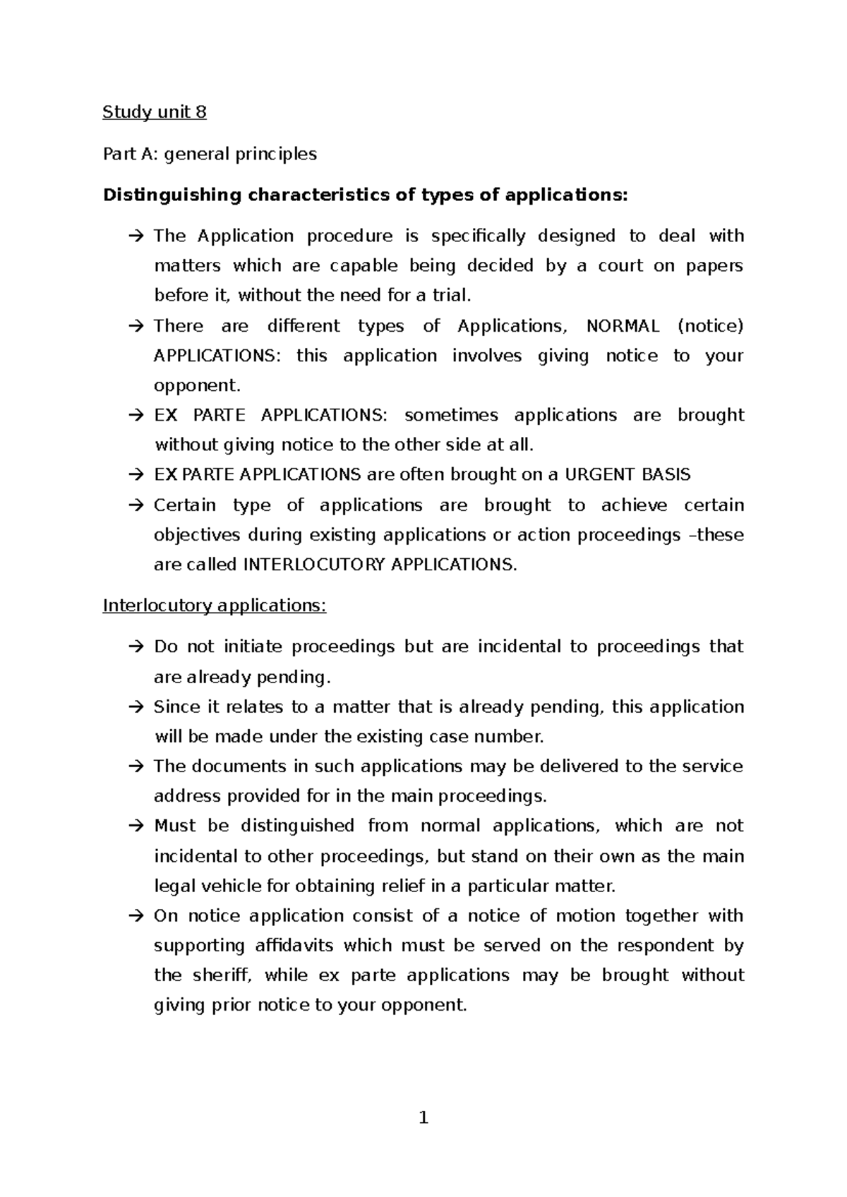 376-Study Unit 8 Part A - Summary of Application Procedures - Studocu