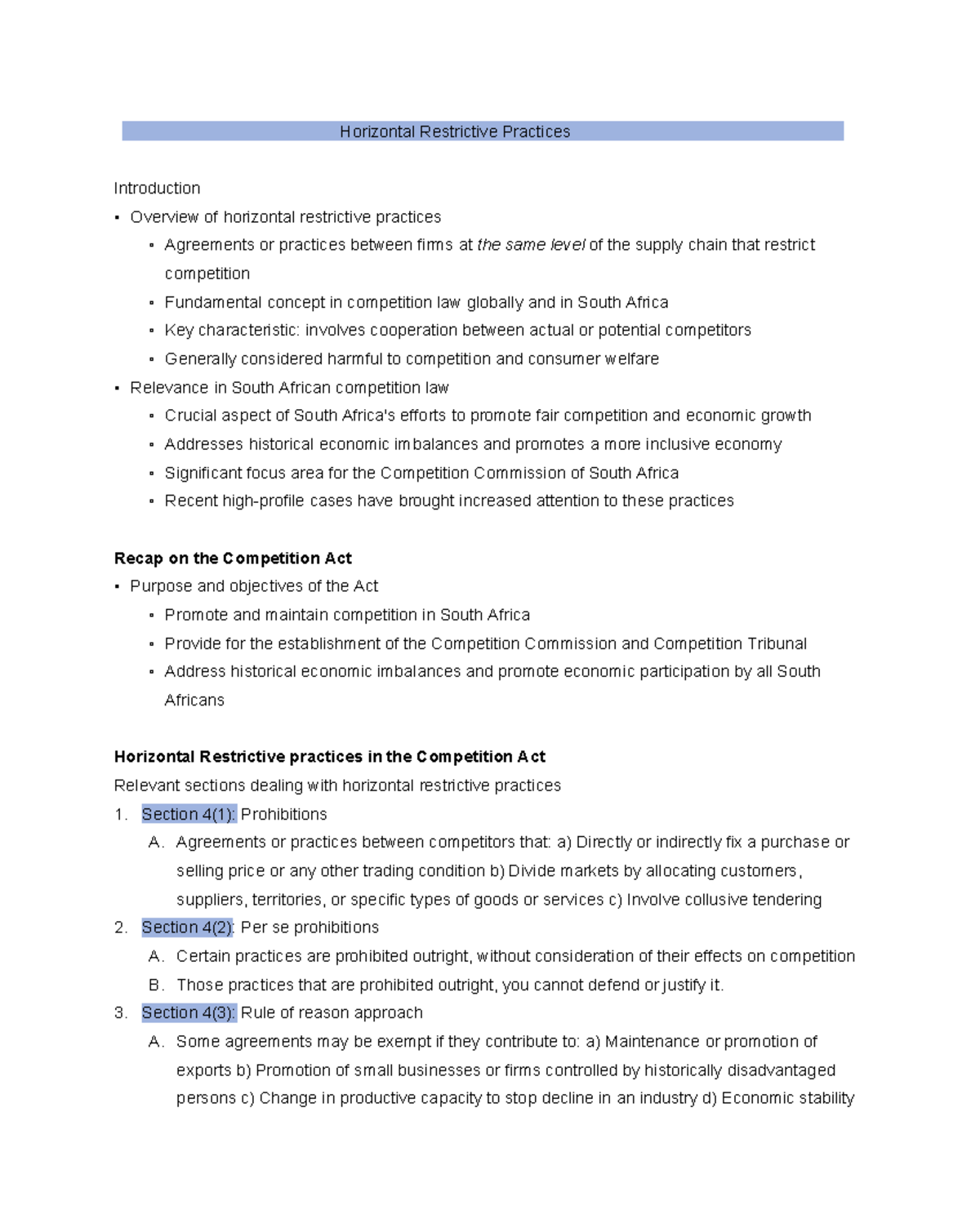 Competition Law: Understanding Horizontal Restrictive Practices (HRP ...