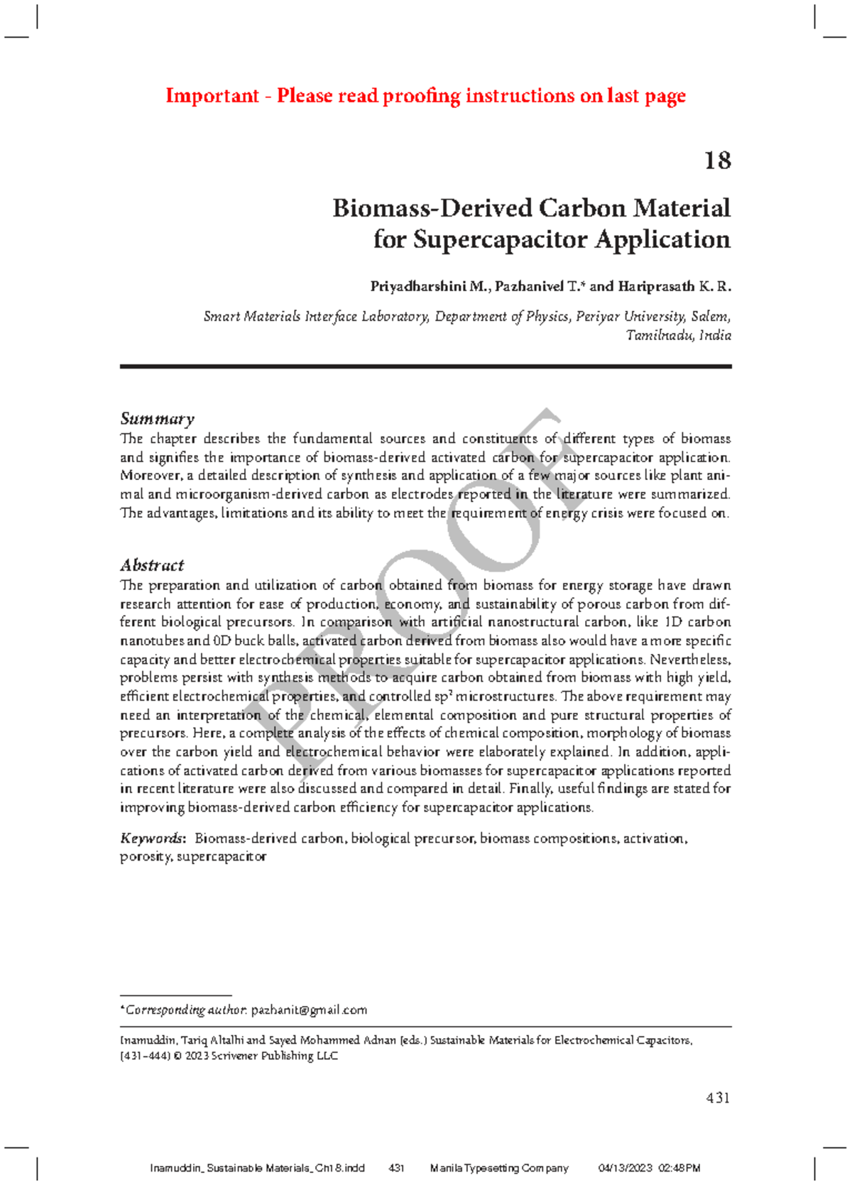 Biomass-Derived Carbon for Supercapacitor Applications: Insights and ...