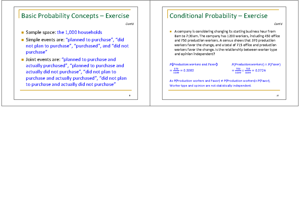 Topic 2: Basic Probability Concepts and Exercises Solutions - Studocu