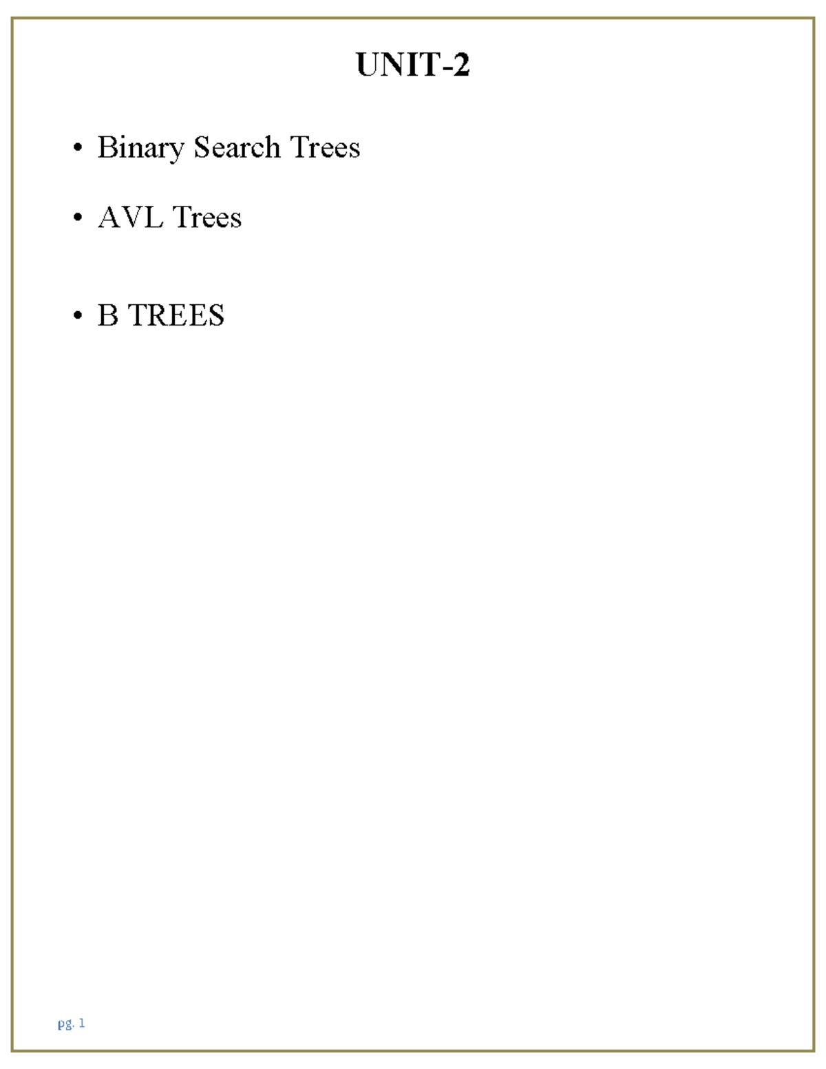 ADSA-II-1(R20) UNIT 2 - Binary Search & AVL Trees Overview - Studocu