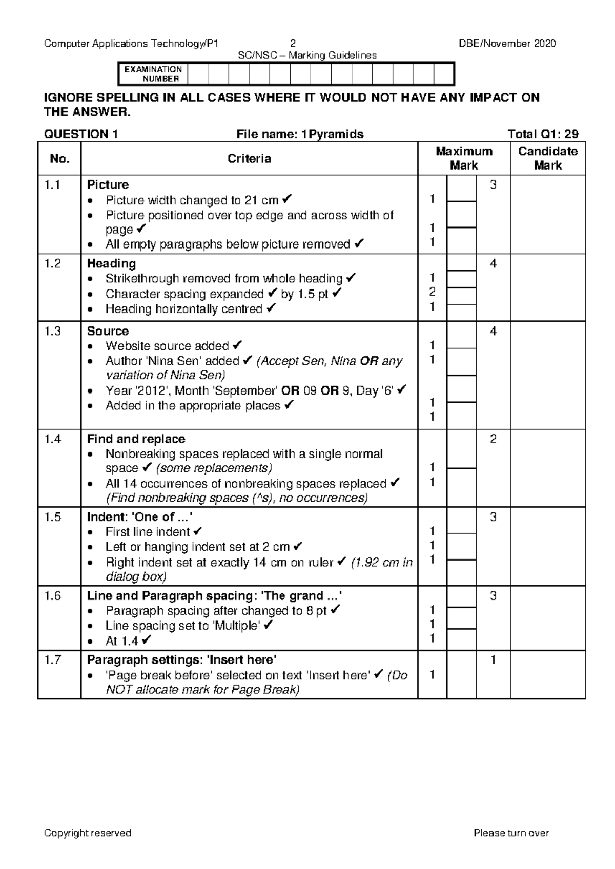 Computer Applications 2 CAT Practice Test 2025 Marking Guidelines - Studocu