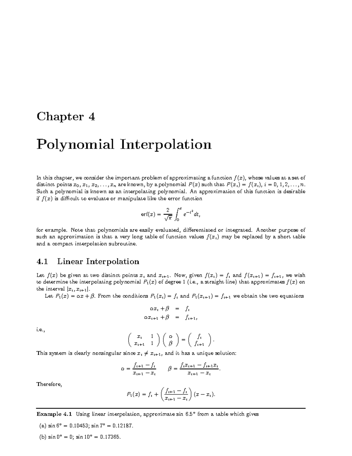 Chapter 4 CS314 - Polynomial Interpolation Techniques Explained - Studocu