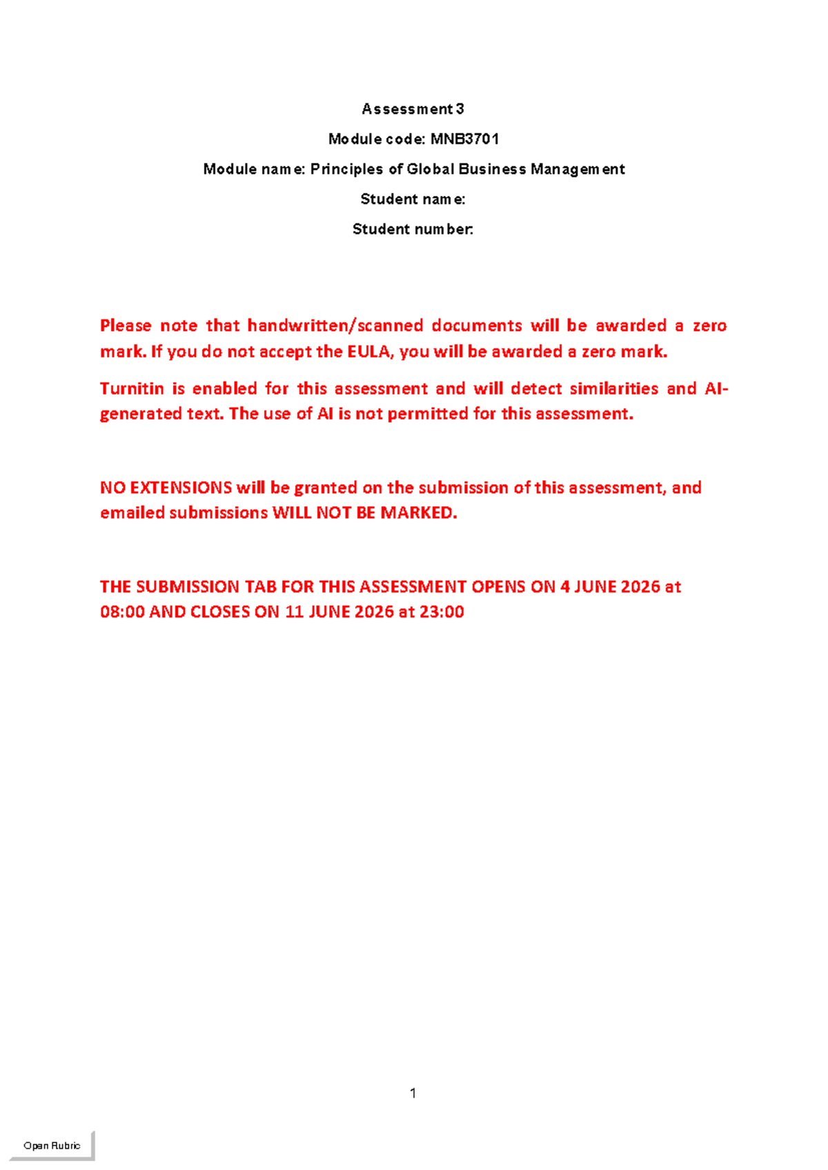 MNB3701 Assessment 3: Case Study on Fast Food Investment in Barbados ...