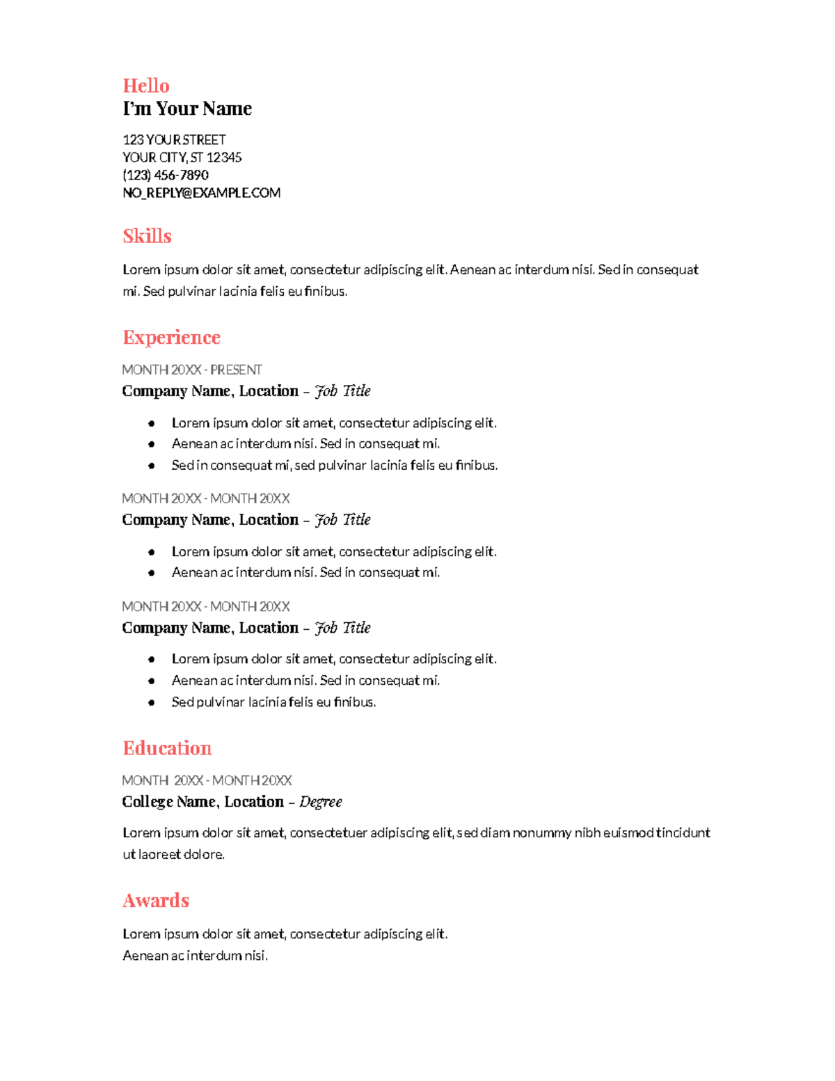 Resume - Other (Skills, Experience, Education) - Studocu