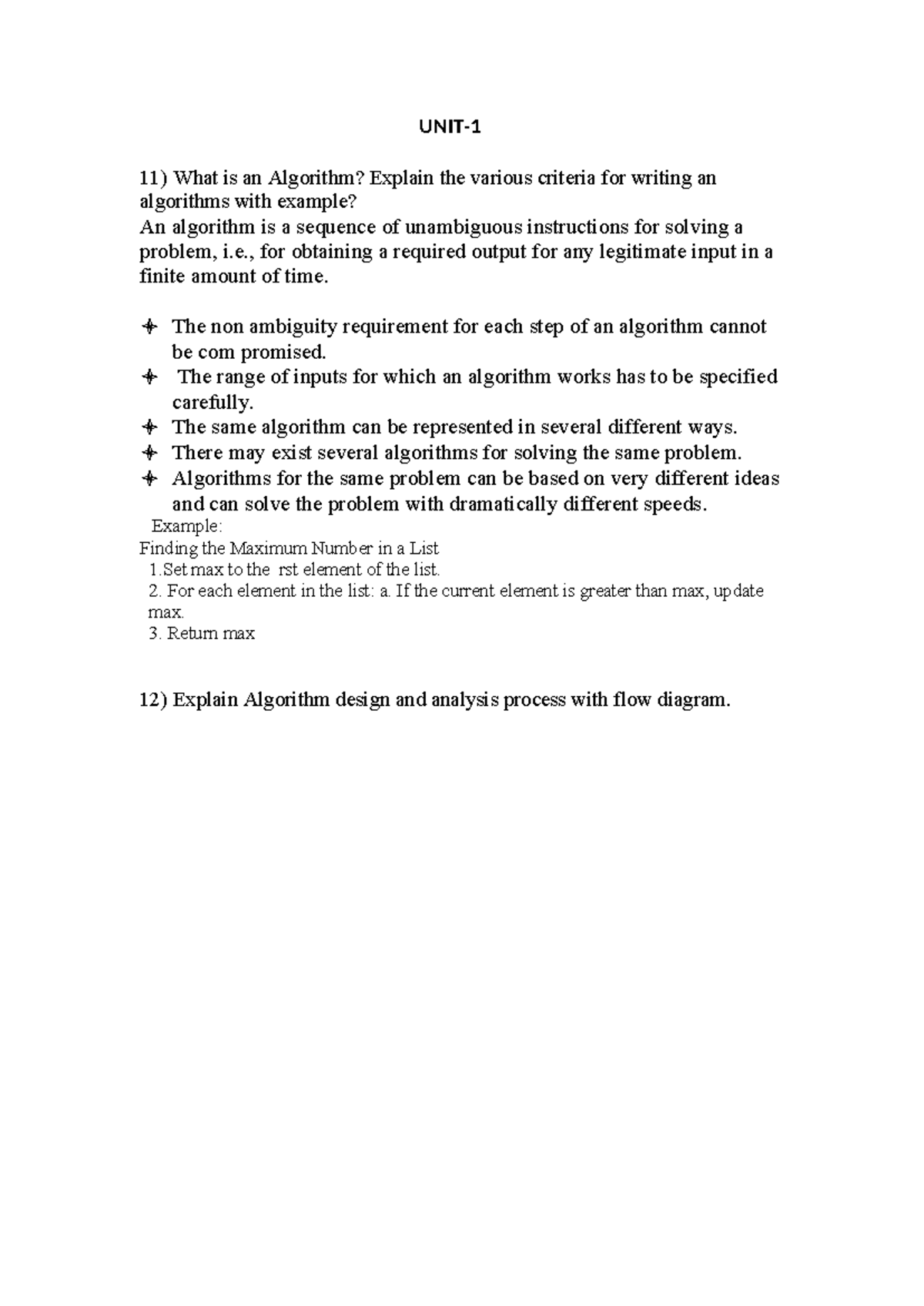 Ds Unit-1: Key Questions on Algorithms & Complexity Analysis - Studocu