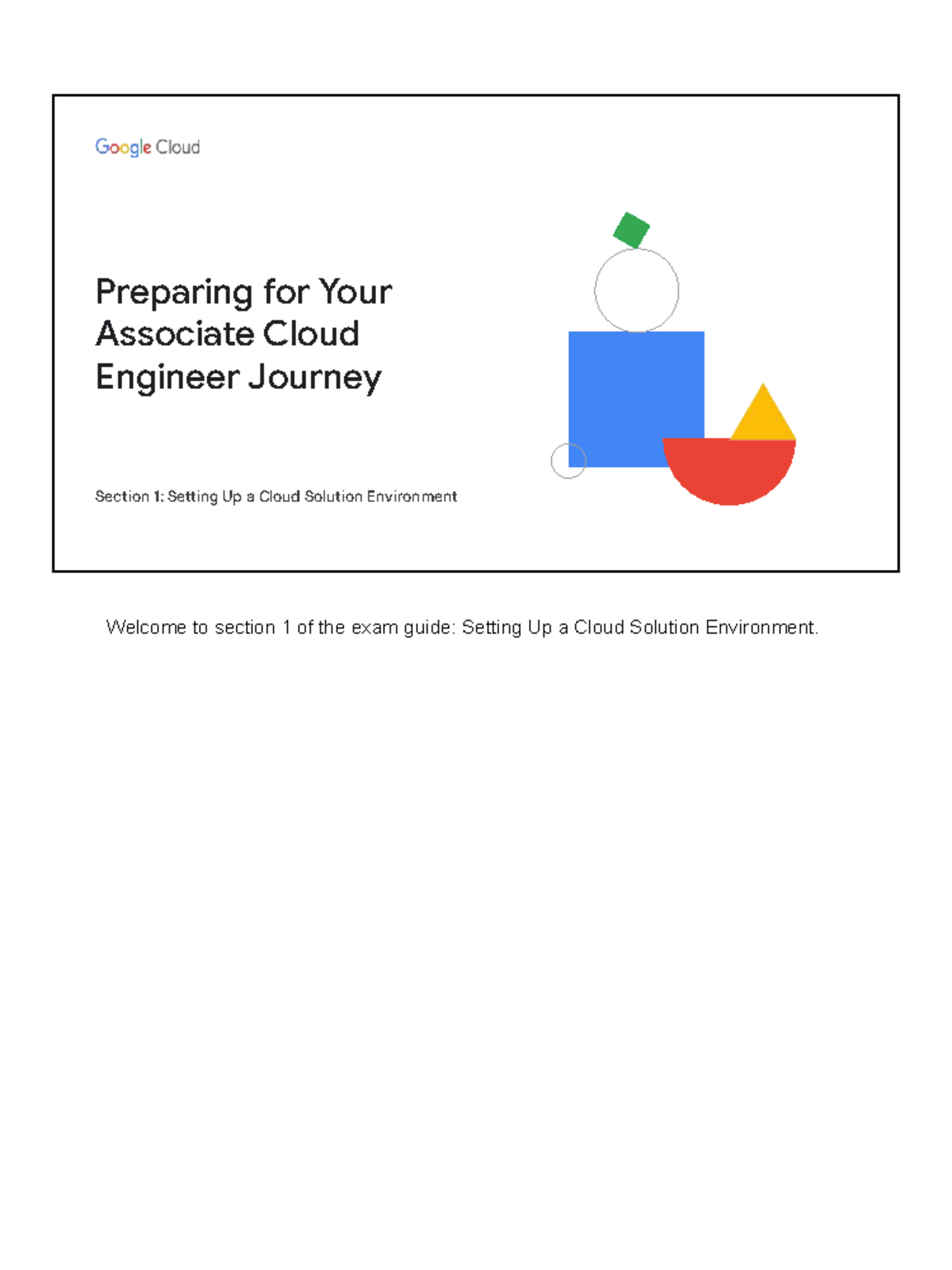 Associate Cloud Engineer Exam Guide: Setting Up Cloud Solutions - Studocu