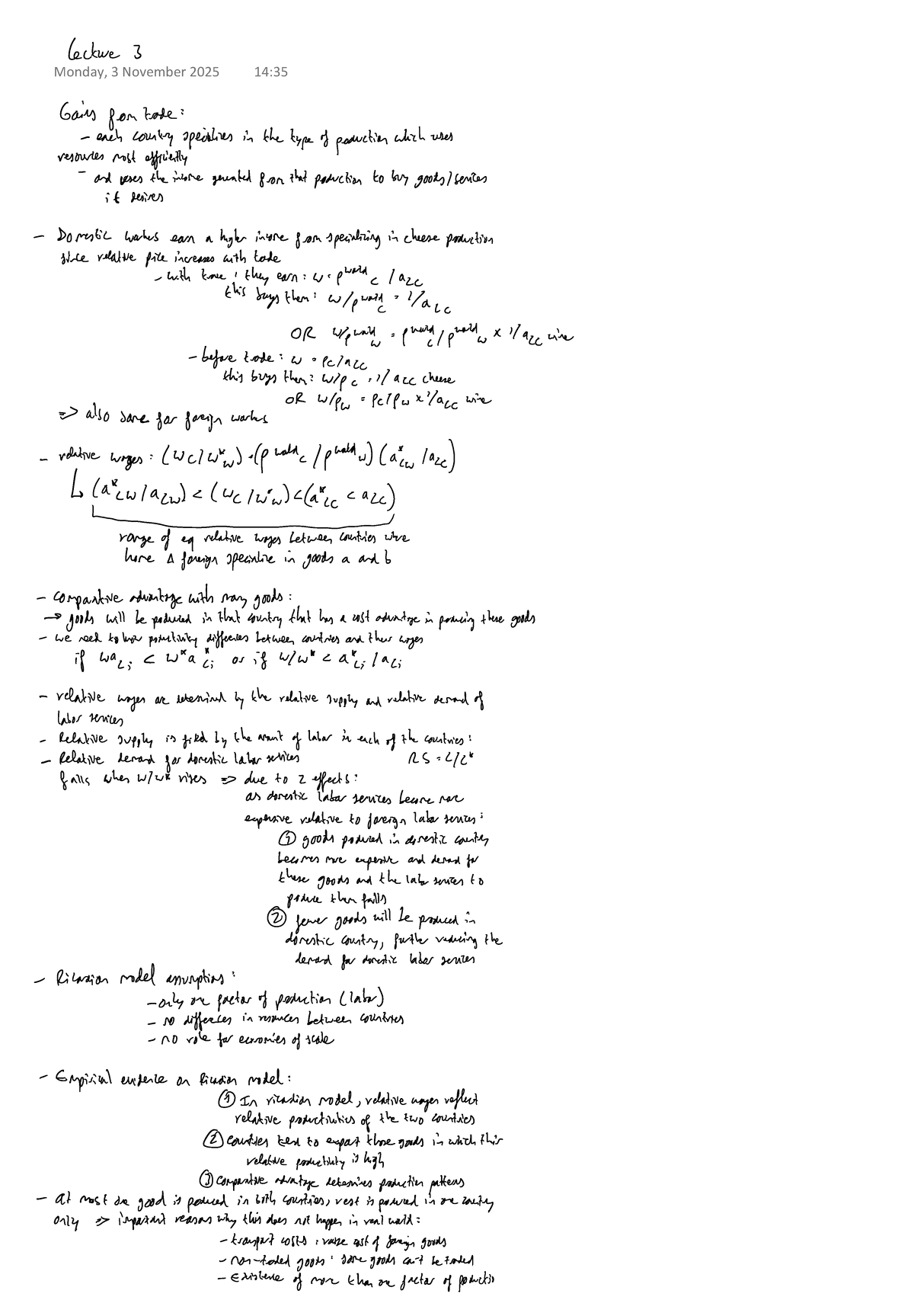 ECON 101: Summary of Lecture 3 - Gains from Trade and Comparative ...