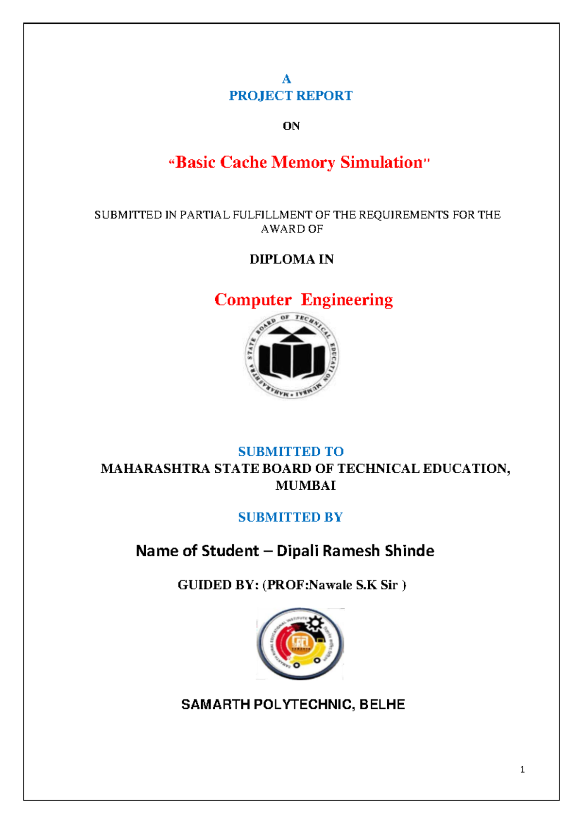 Basic Cache Memory Simulation for Computer Engineering (Course Code ...