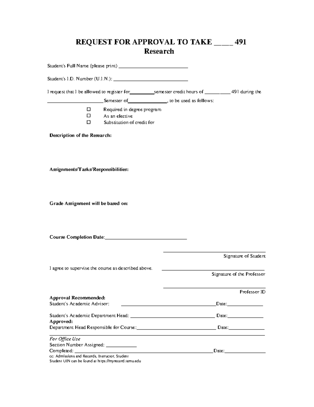 491 Research Approval Form - 2026 - Studocu