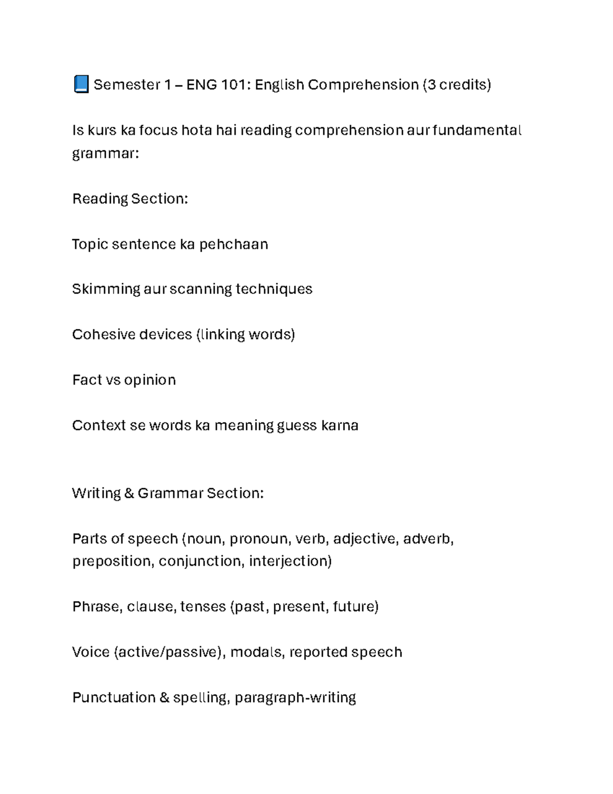 ENG 101 & ENG 201: English Comprehension & Business Writing Overview ...