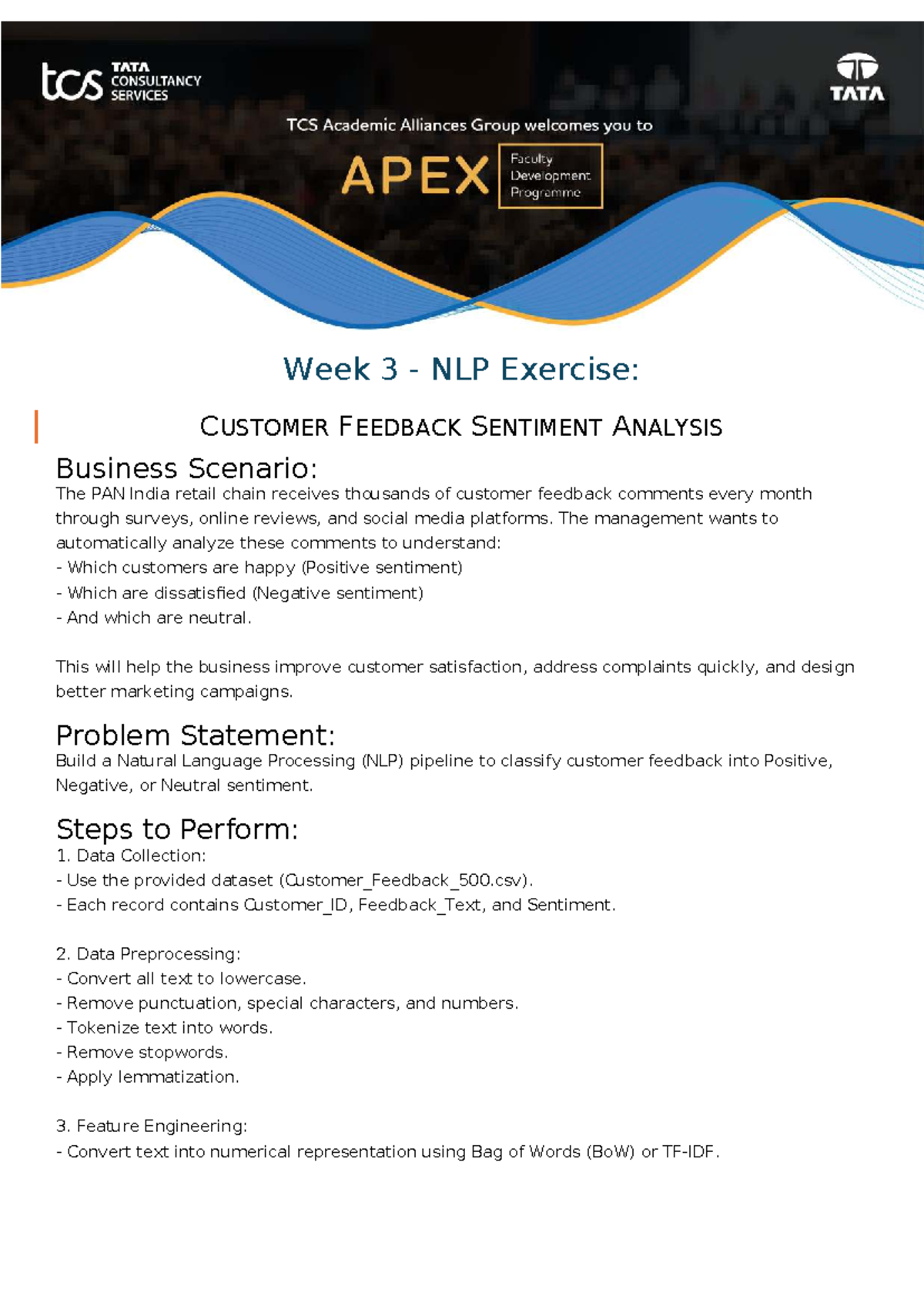 Week 3 NLP Exercise: Customer Feedback Sentiment Analysis - Studocu