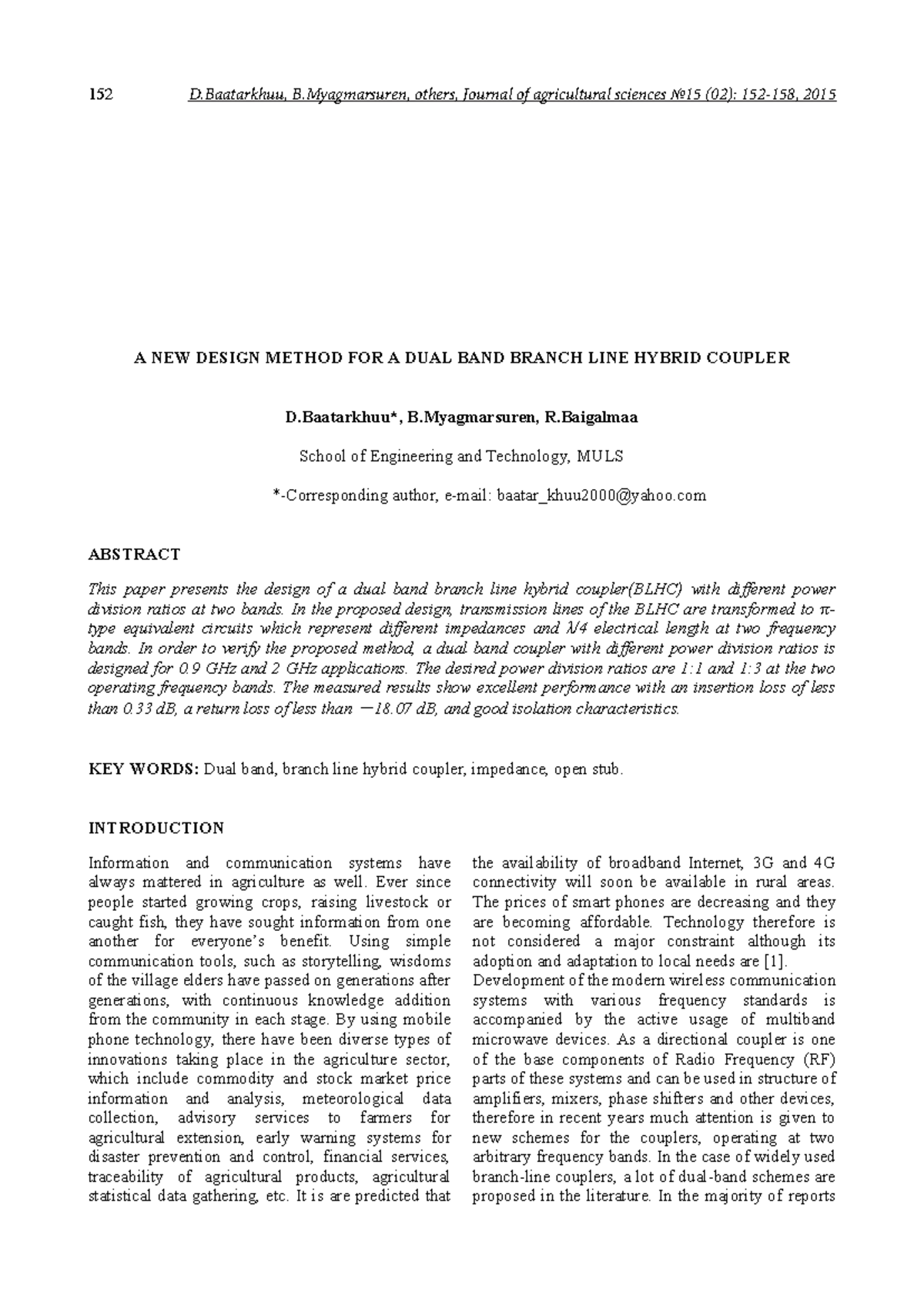 Bbayarmaa,+MJAS 15 152-158 - 152 A NEW DESIGN METHOD FOR A DUAL BAND ...