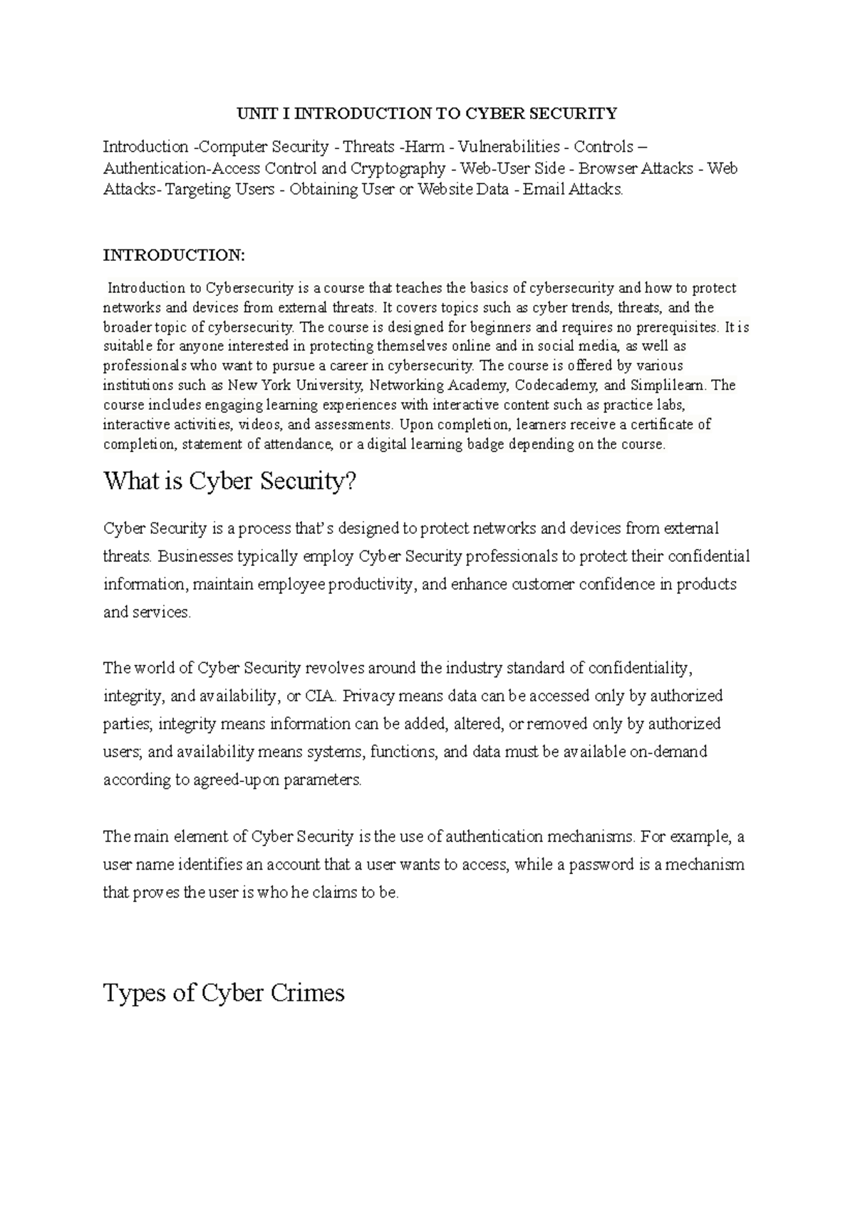 UNIT 1 Cyber Security Overview and Key Concepts - Studocu