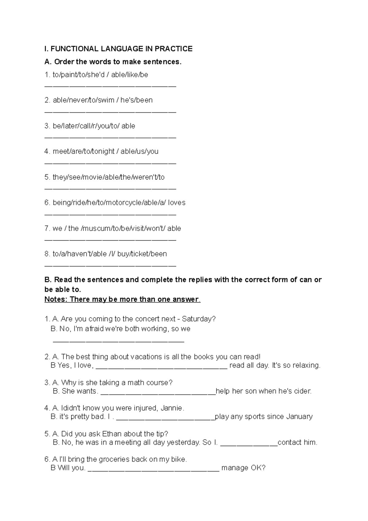 WEEK 1 - Functional Language Exercises and Method Acting Insights - Studocu