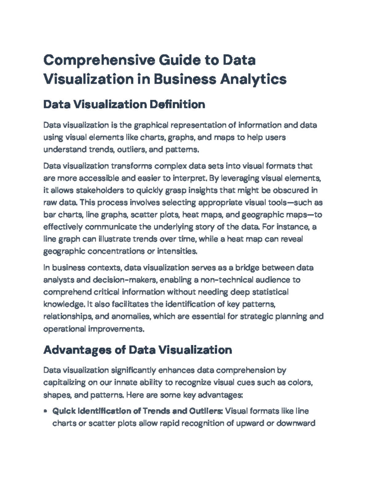Comprehensive Guide to Data Visualization in Business Analytics - Studocu