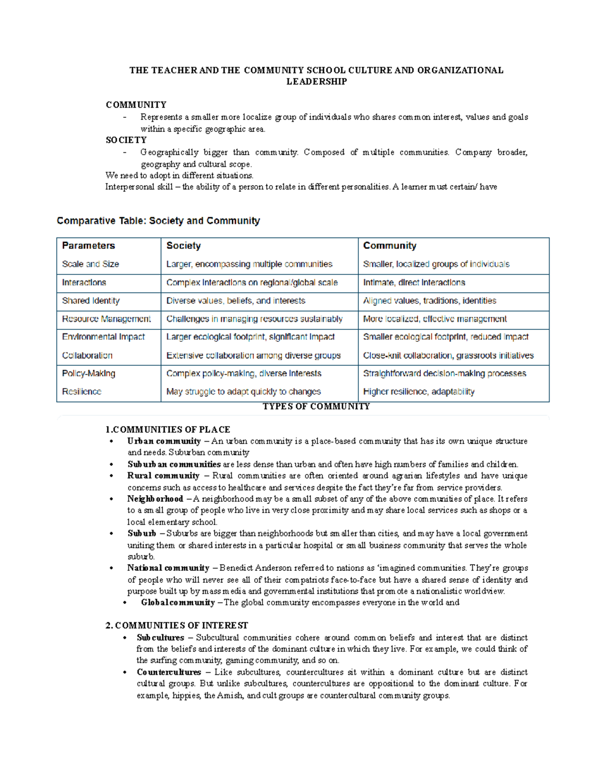 Lesson 1 - ED 10 - learn more - THE TEACHER AND THE COMMUNITY SCHOOL ...