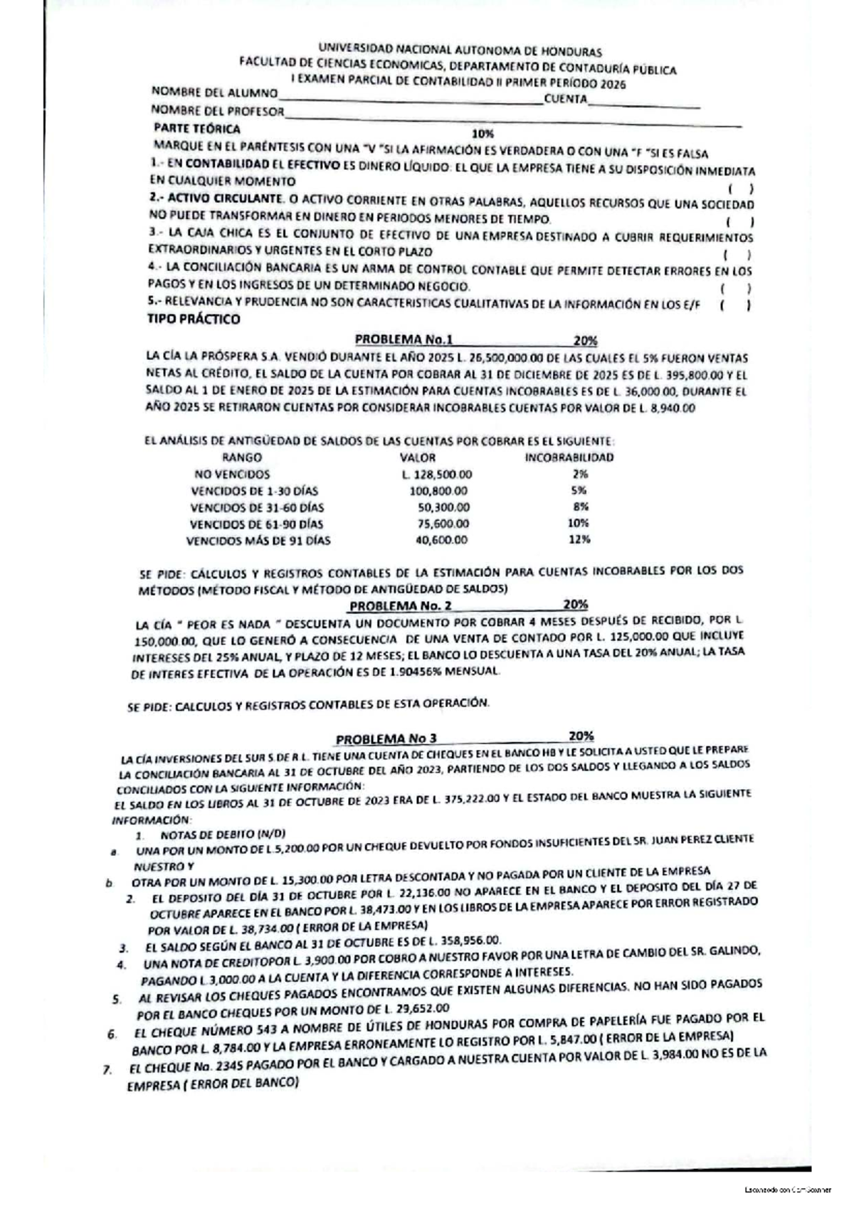 Examen Parcial de Contabilidad II - Primer Período 2026 - Studocu