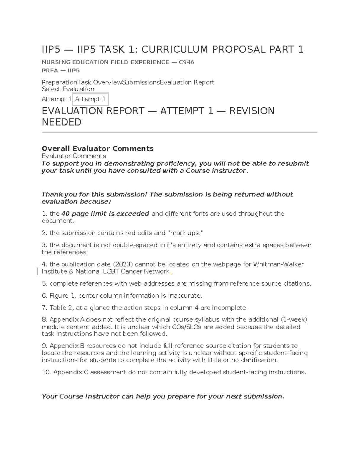 C946 Iip5 Task 1 Nursing Education Curriculum Proposal Evaluation 