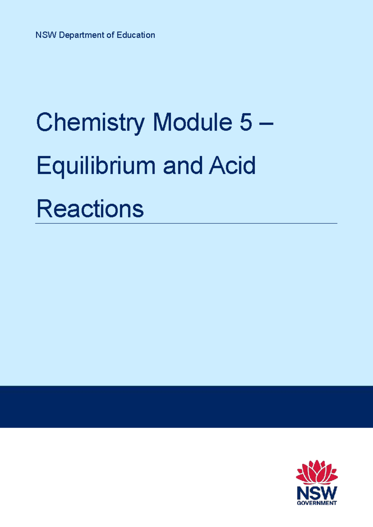 NSW Chemistry Module 5: Equilibrium & Acid Reactions Guide - Studocu