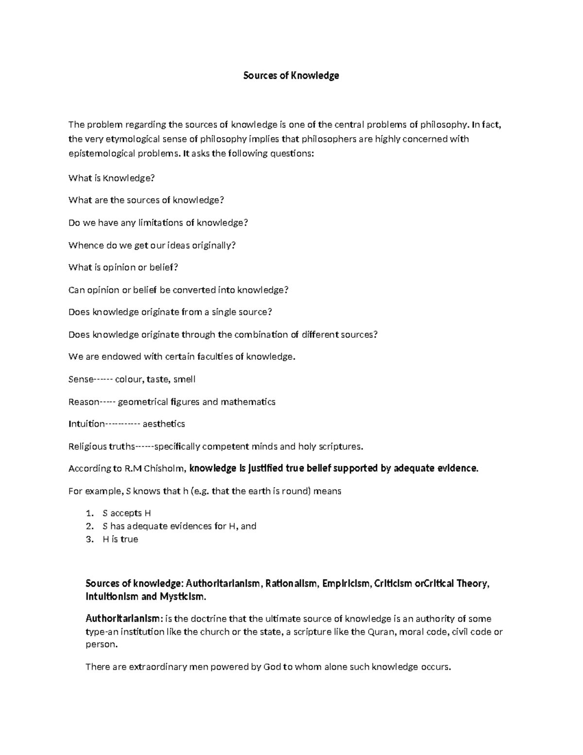 Sources of Knowledge: A Philosophical Inquiry into Epistemology - Studocu