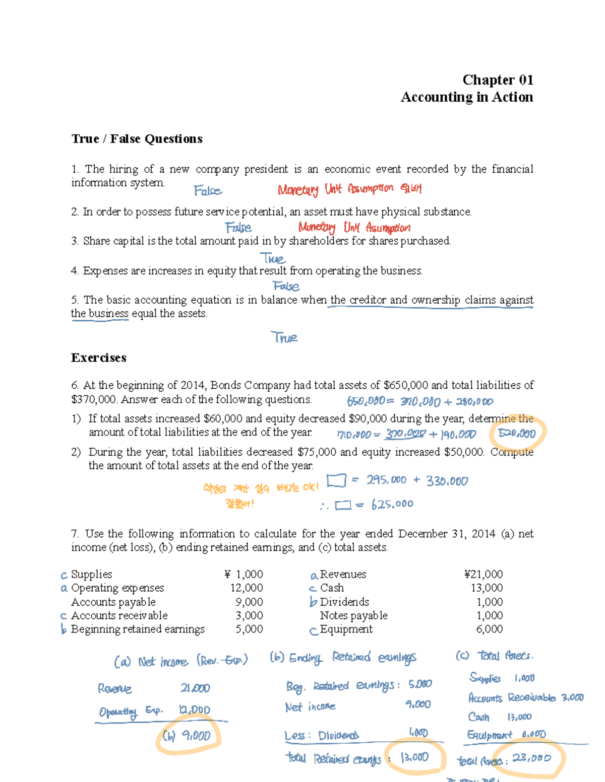 Ch 01 Review Problems - principle of accounting problem set 1 - Chapter ...