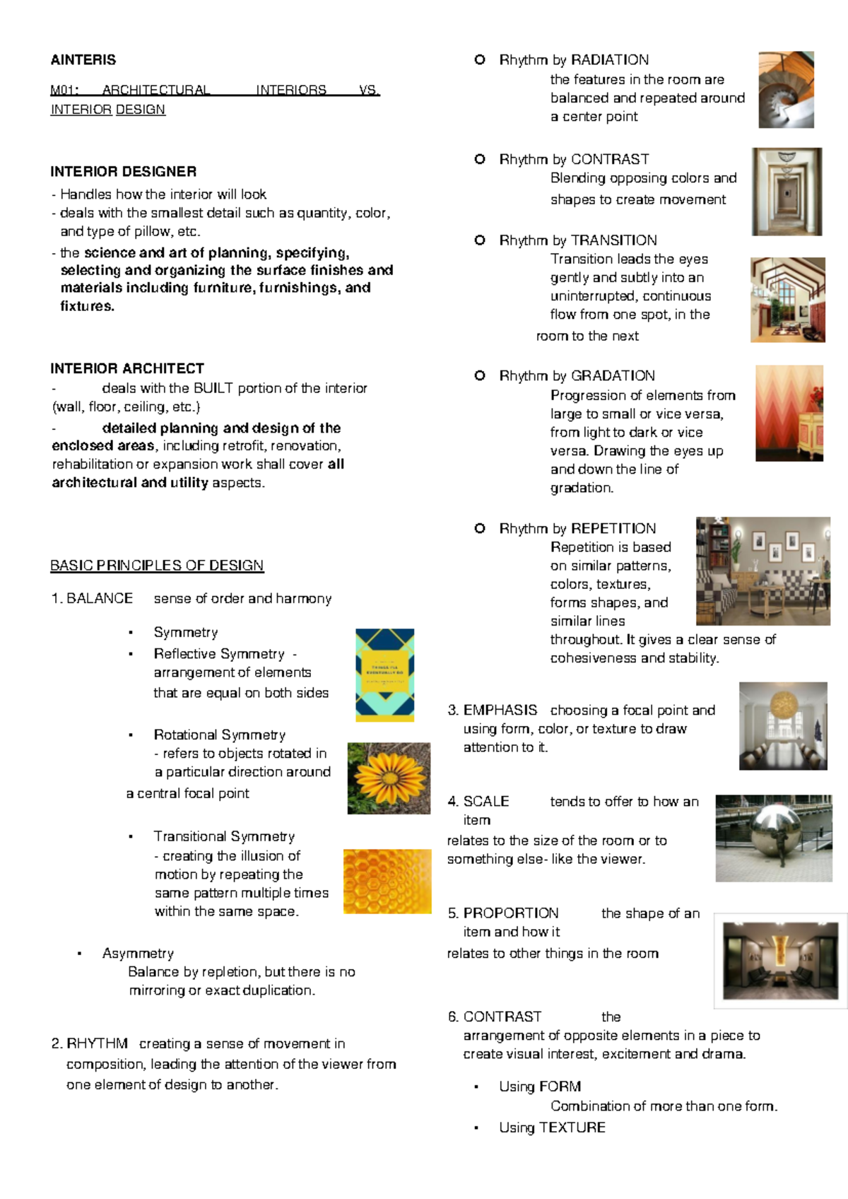 M01-M09: Ainteris Interior Design Comprehensive Reviewer - Studocu