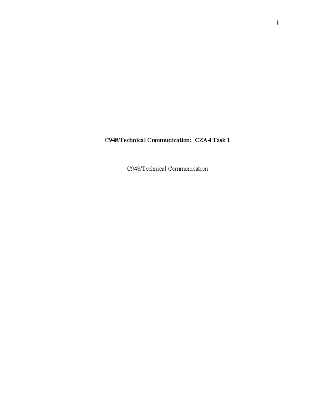 C948 Task 1 - Completed Assignment - C948/Technical Communication: CZA4 ...