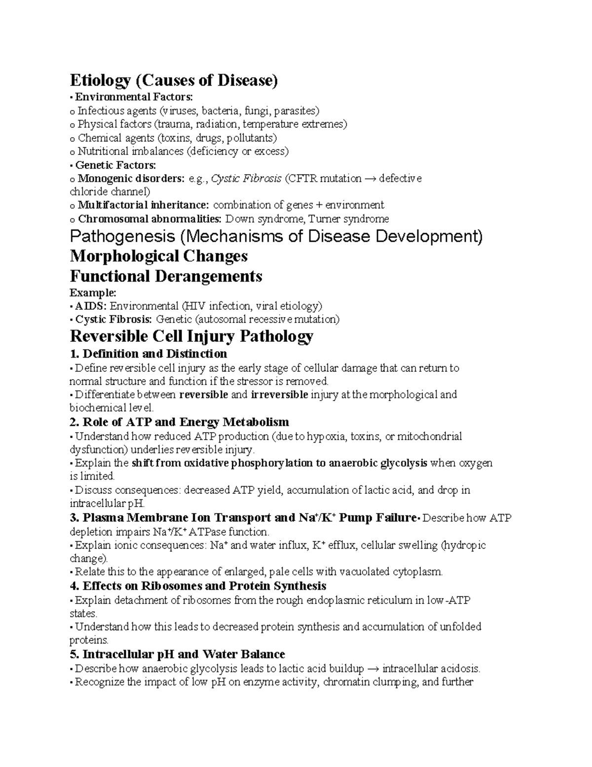 Pathology Study Guide: Etiology, Cell Injury, and Inflammation - Studocu