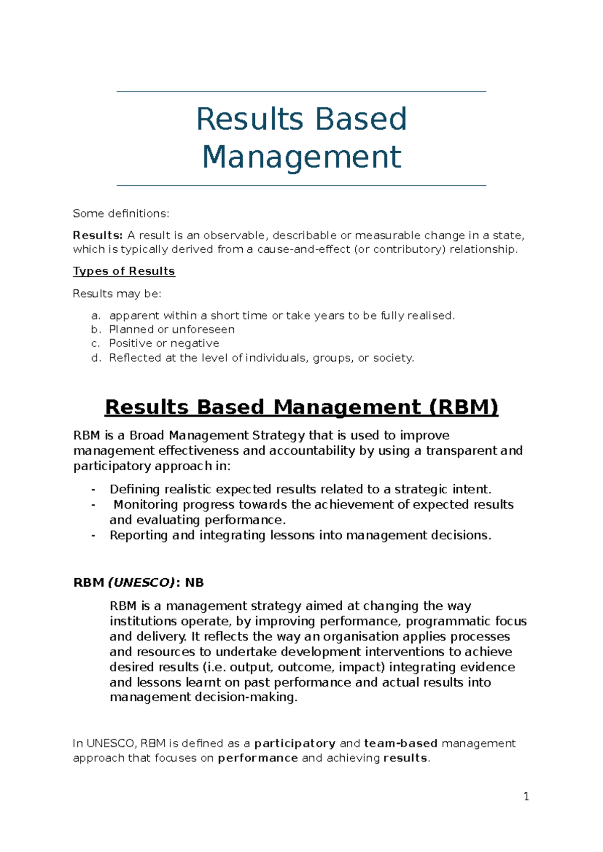 OBS 330 - Block 12 - Results Based Management Overview and Principles ...