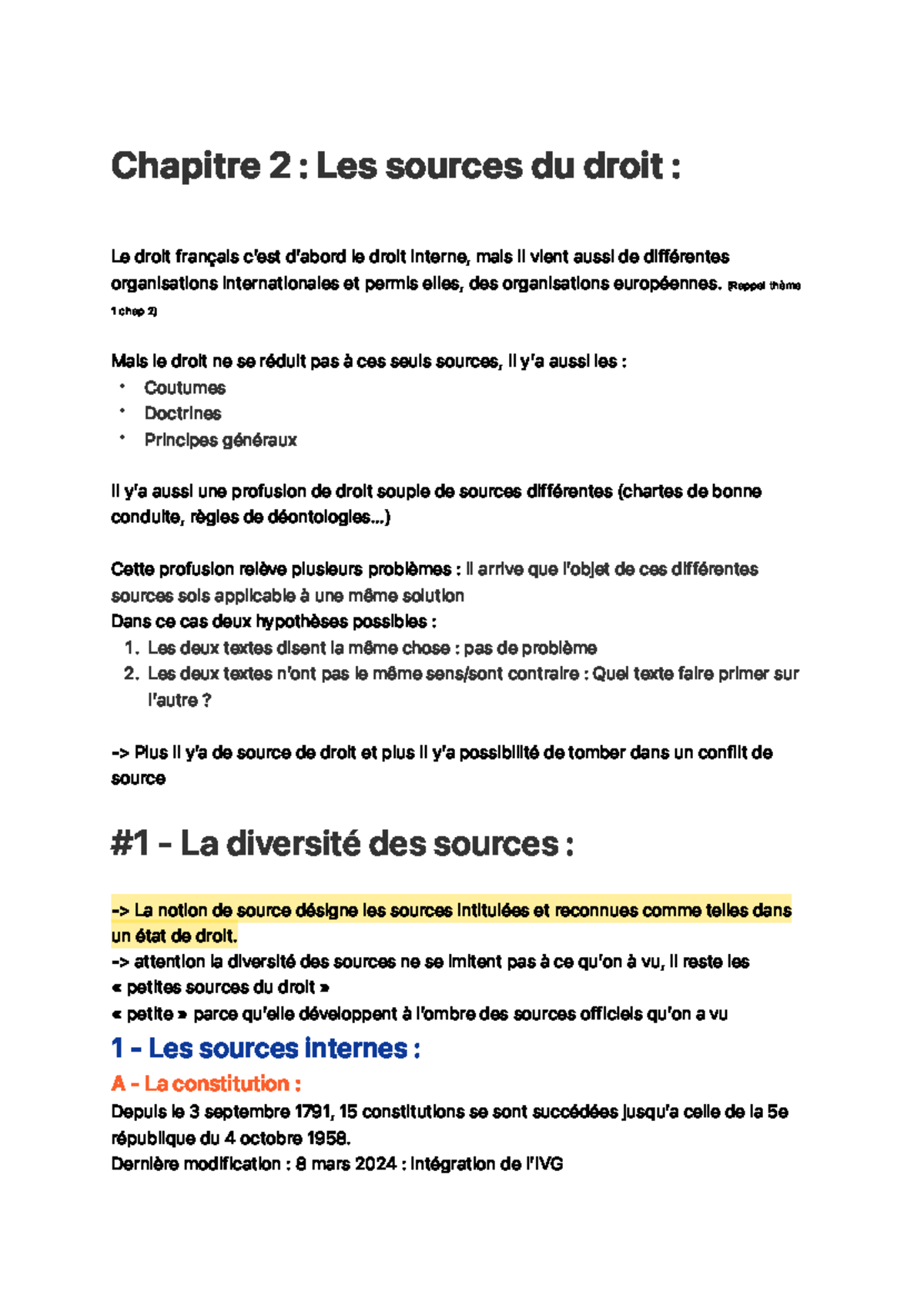 Chapitre 2 Les sources du droit - Chapitre 2 : Les sources du droit ...